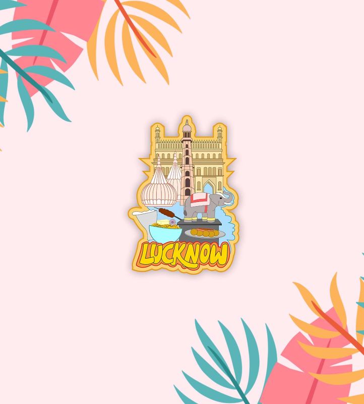 Indian State Theme Wooden Fridge Magnet  Magnet for Home Office Kitchen Refrigerator Door Stylish Decor Souvenir Gift  Indoor Decorative Gift Item (Lucknow Fridge Magnet)